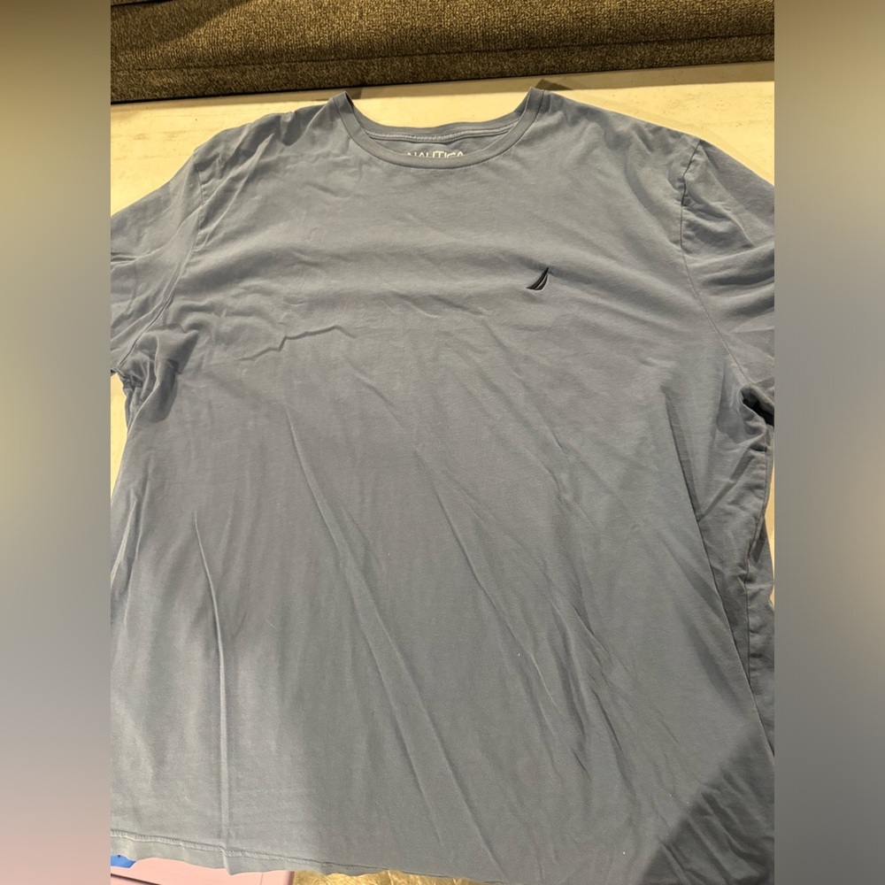 2/$20 Nautica Shirt 3XLGray Blue Tee Short Sleeve Adult Mens Casual Top